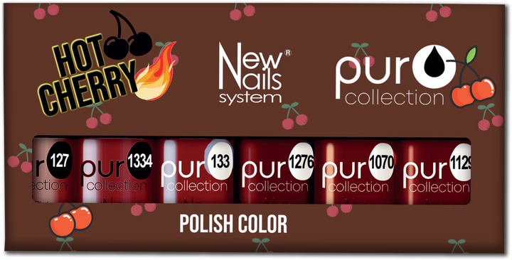 Smalto gel per unghie color semipermanente HOT CHERRY set 6 colori polish gel