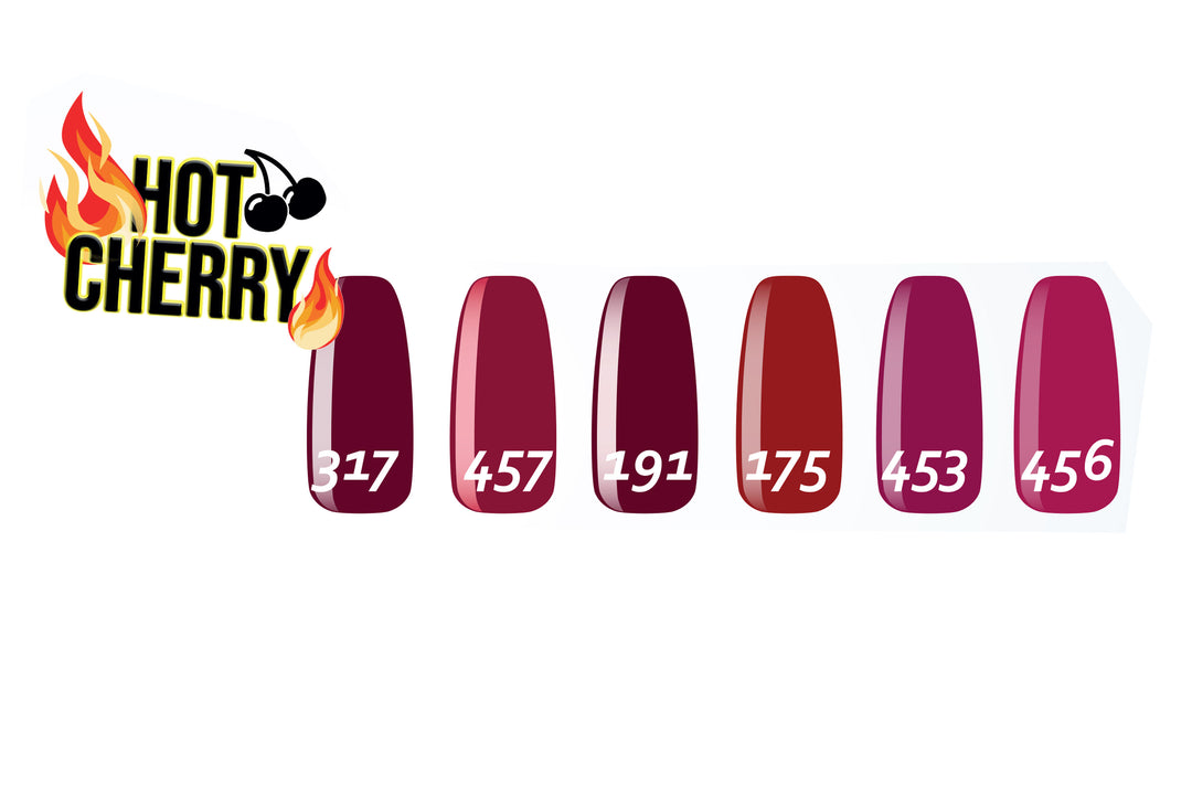 Smalto gel per unghie color semipermanente HOT CHERRY set 6 colori polish gel