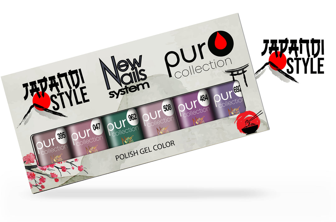 Smalto gel per unghie color semipermanente JAPANDI STYLE set 6 colori polish gel