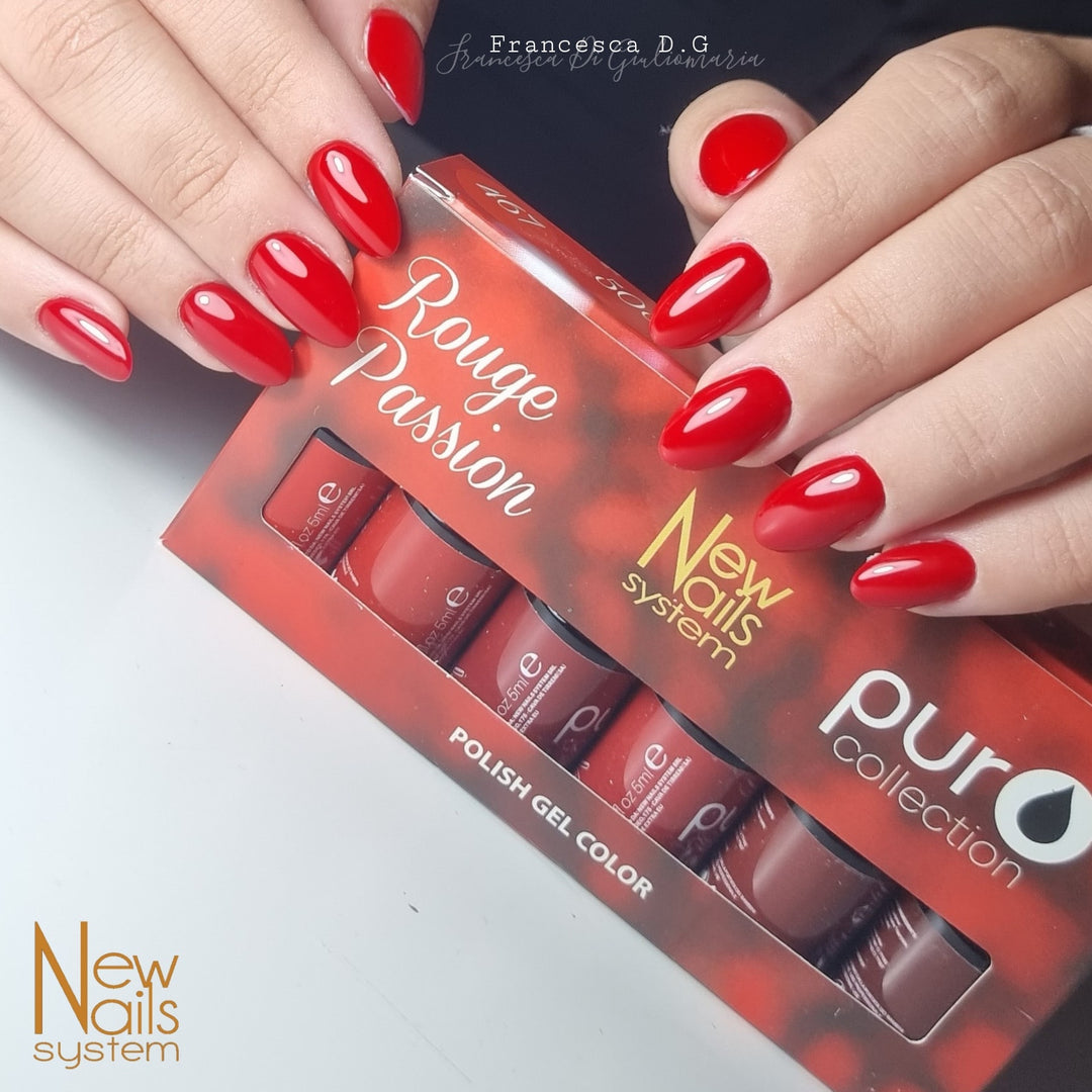 Smalto gel per unghie color semipermanente ROUGE FASHION COLLECTION set 6 colori polish gel