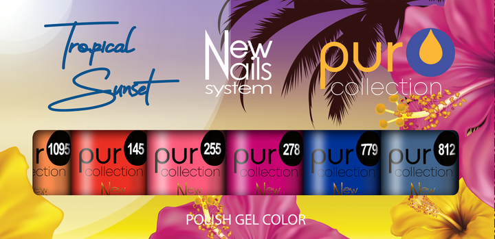 Smalto gel per unghie color semipermanente TROPICAL SUNSET set 6 colori smalto gel per unghie